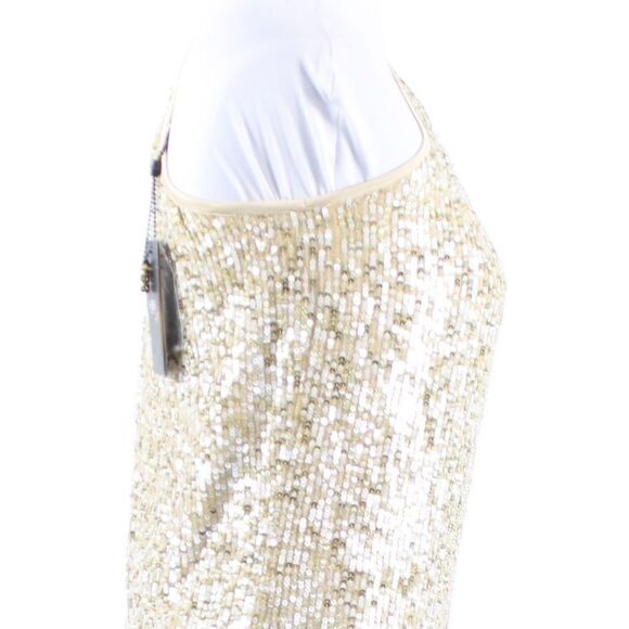 ABS Beige gold clear sequin dress 2 - Picture 6 of 8